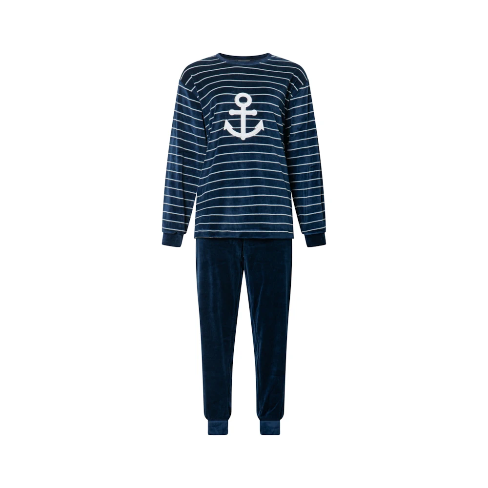 Lunatex dames pyjama velours Anker marine