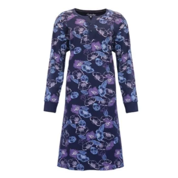 Medaillon dames nachthemd lange mouw Flower peacoat blue marine