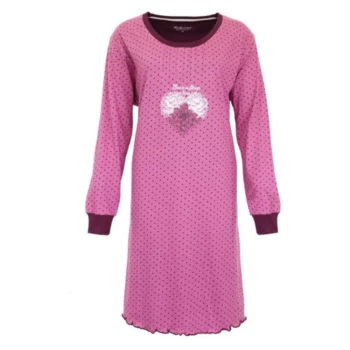 Tenderness dames nachthemd lange mouw Love flower dark pink