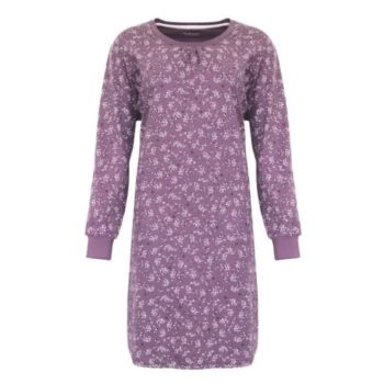 Tenderness dames nachthemd lange mouw Small flower dark purple paars