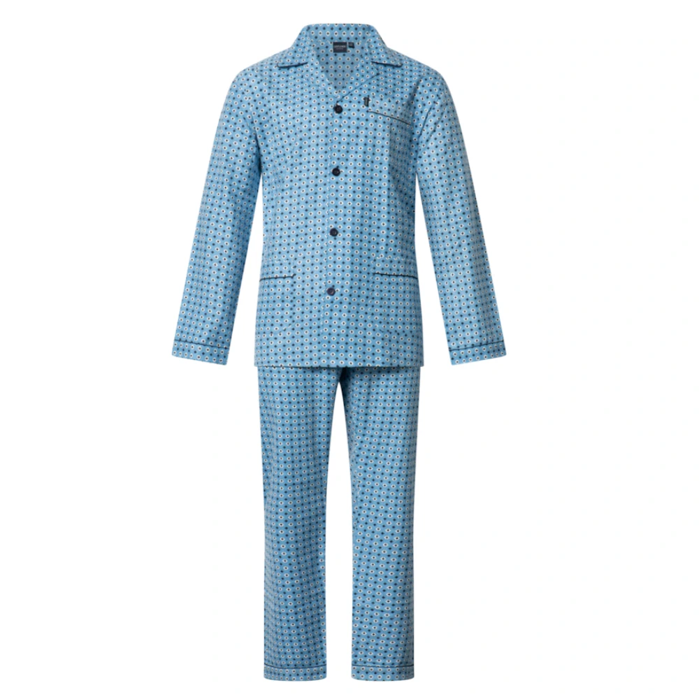 Gentlemen heren pyjama flanel Multiruit blue