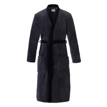 Ten Cate Goodz heren badjas fleece Uni antraciet - zwarte bies