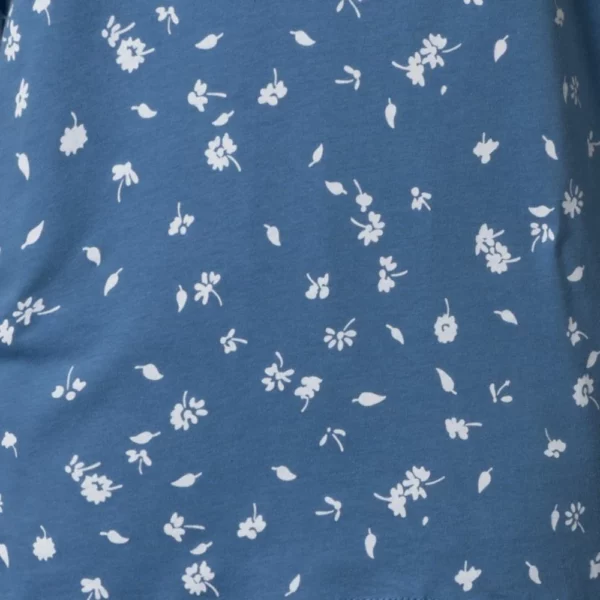 Lunatex dames pyjama Porto leafs jeansblauw detail