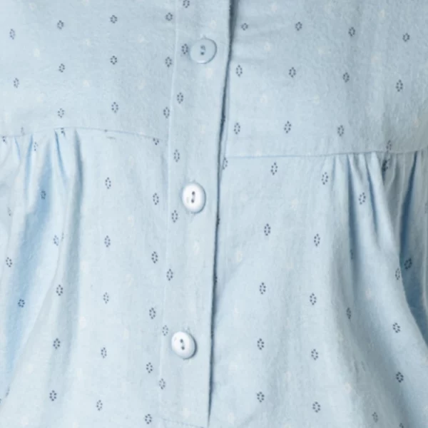 Lunatex dames nachthemd flanel Oval dots blue detail