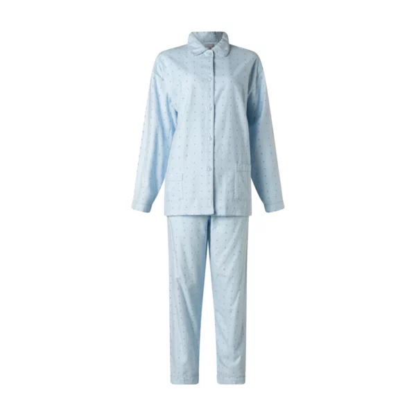 Lunatex dames pyjama flanel Oval dots blue
