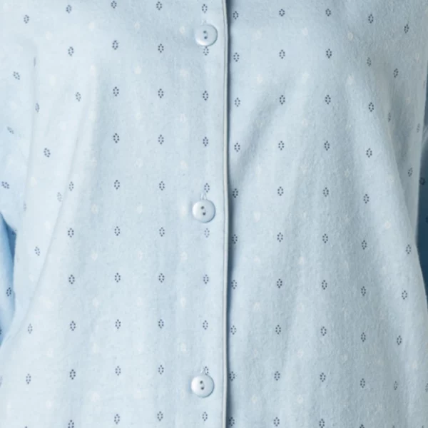 Lunatex dames pyjama flanel Oval dots blue detail