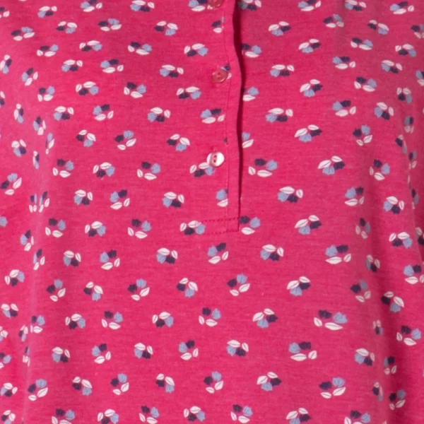 Lunatex dames pyjama Porto tulp fuchsia detail