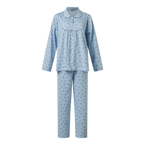 Lunatex dames pyjama doorknoop Veer blue