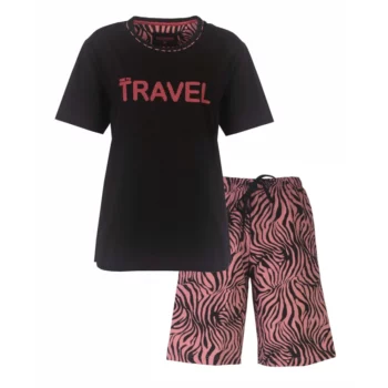 Irresistible dames shortama Time to travel zwart