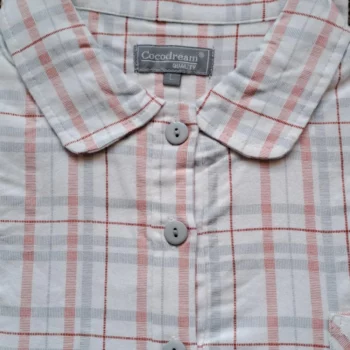 Cocodream dames nachthemd flanel Ruit ivoor-rood