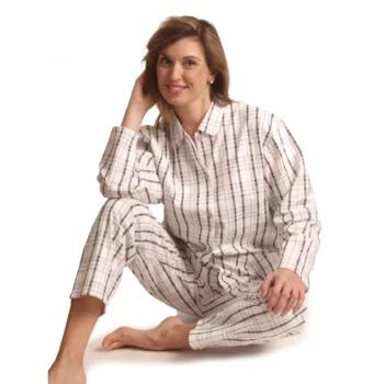 Lunatex dames pyjama flanel Ruit zwart