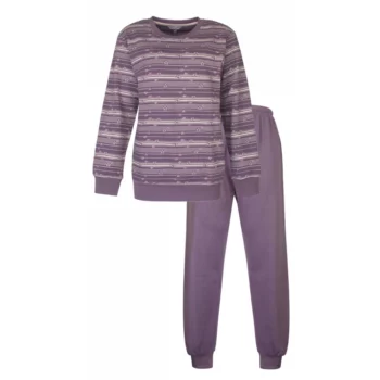 Tenderness dames pyjama licht geruwd Stripes-flower paars