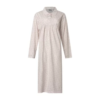 Lunatex dames nachthemd kraag Fijne bloem roze