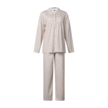 Lunatex dames pyjama doorknoop Fijne bloem roze