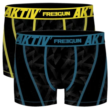 Freegun heren boxershorts microvezel Duo Aktiv blauw - geel