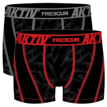 Freegun heren boxershorts microvezel Duo Aktiv rood - grijs
