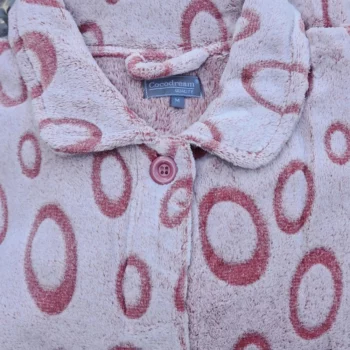 Cocodream dames badjas fleece met knopen Cirkels roze