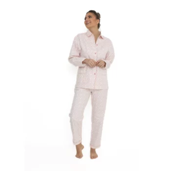 Lunatex dames pyjama flanel Egg roze