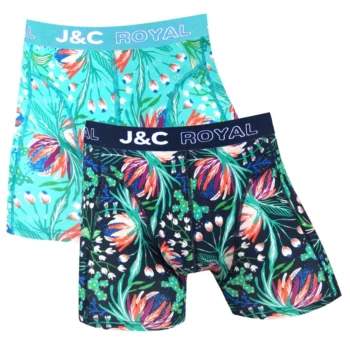 J&C Underwear heren boxershorts Pink flowers 2-pack