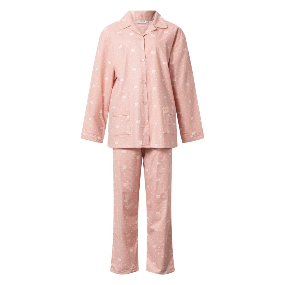 Cocodream Dames Flanel Pyjama LichtBlauw met strikje