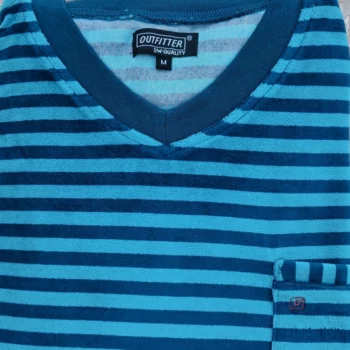 Outfitter heren pyjama velours Smile marine-turquoise