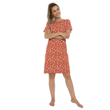 Cocodream dames nachthemd korte mouw Enjoy flower zalm