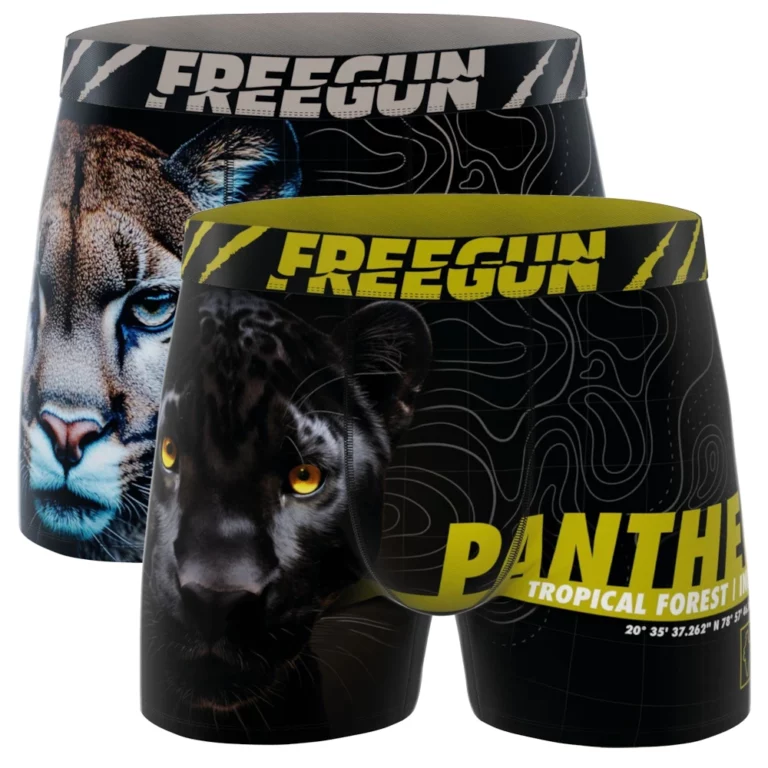 Freegun heren boxershorts microvezel 2-pack Panter-Poema