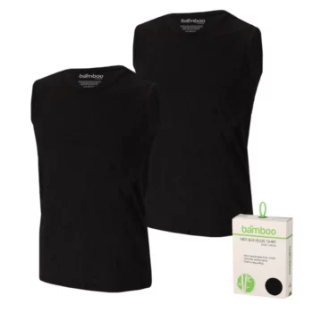 Apollo heren mouwloos ronde hals Bamboo 2-pack zwart