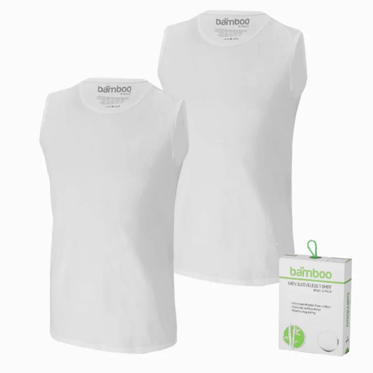 Apollo heren mouwloos shirts ronde hals Bamboo 2-pack wit