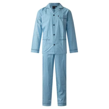 Gentlemen heren pyjama Poplin Square patroon blue