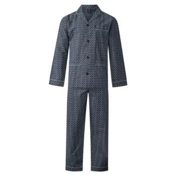 Gentlemen heren pyjama Poplin Square patroon marine