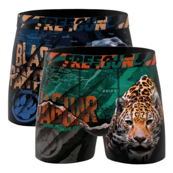 Freegun heren boxershorts microvezel 2-pack Jaguar - zwarte panter