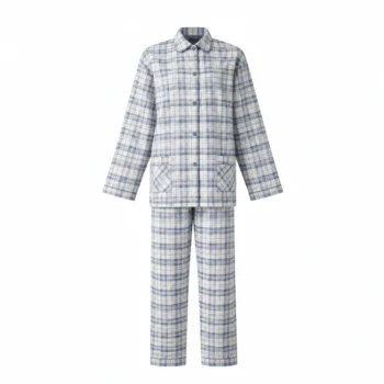 Lunatex dames pyjama flanel Ruit blauw