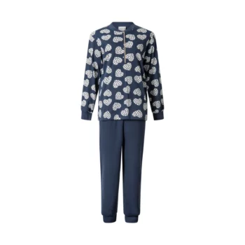 Lunatex dames pyjama interlock licht geruwd Hart margriet marine