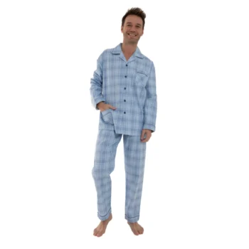 Outfitter heren pyjama flanel Check blue