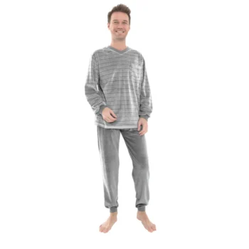Outfitter heren pyjama velours More grijs