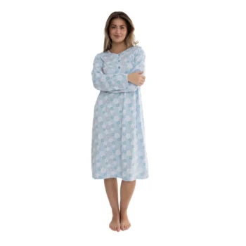Cocodream dames nachthemd lange mouw Mill blauw